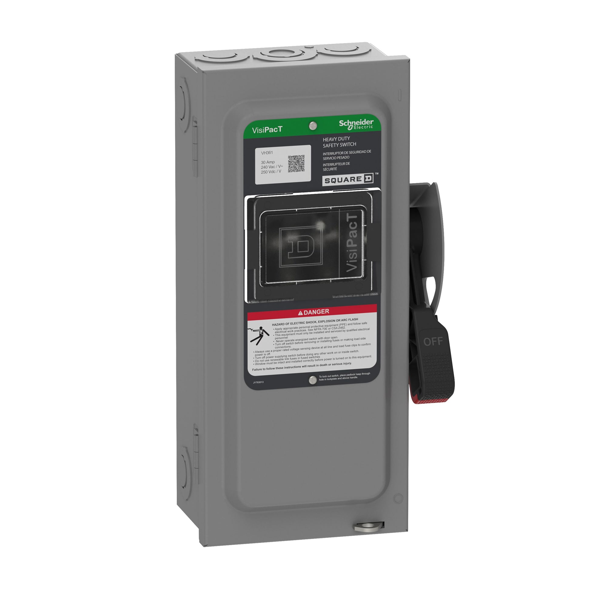 Square D VisiPacT 30 Amp 3-phase (600v) Fusible Indoor Heavy-duty Safety Switch Disconnect VH361