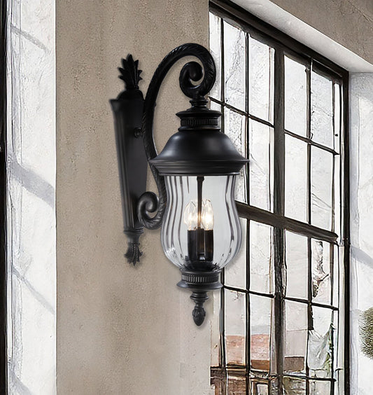 Minka Lavery Newport 3 -Light 27.5-in H Matte Black Hardwired Outdoor Wall Light 1664994