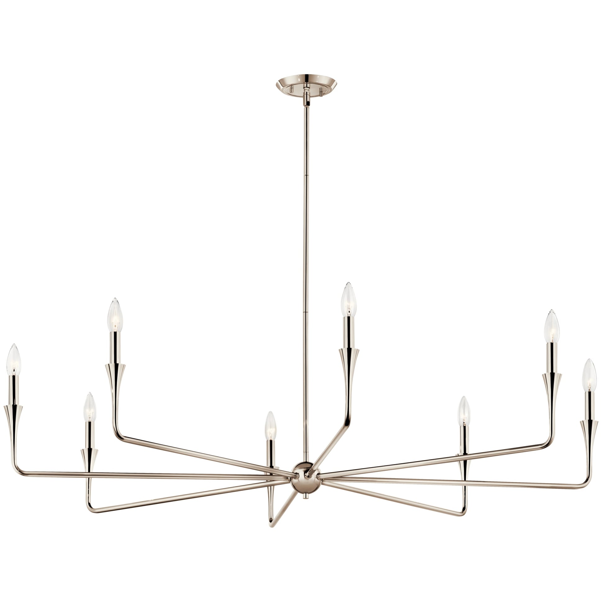 Kichler Hatteras Bay 1 -Light Polished Nickel Industrial Ribbed glass Dome Large Hanging Pendant light 1331703