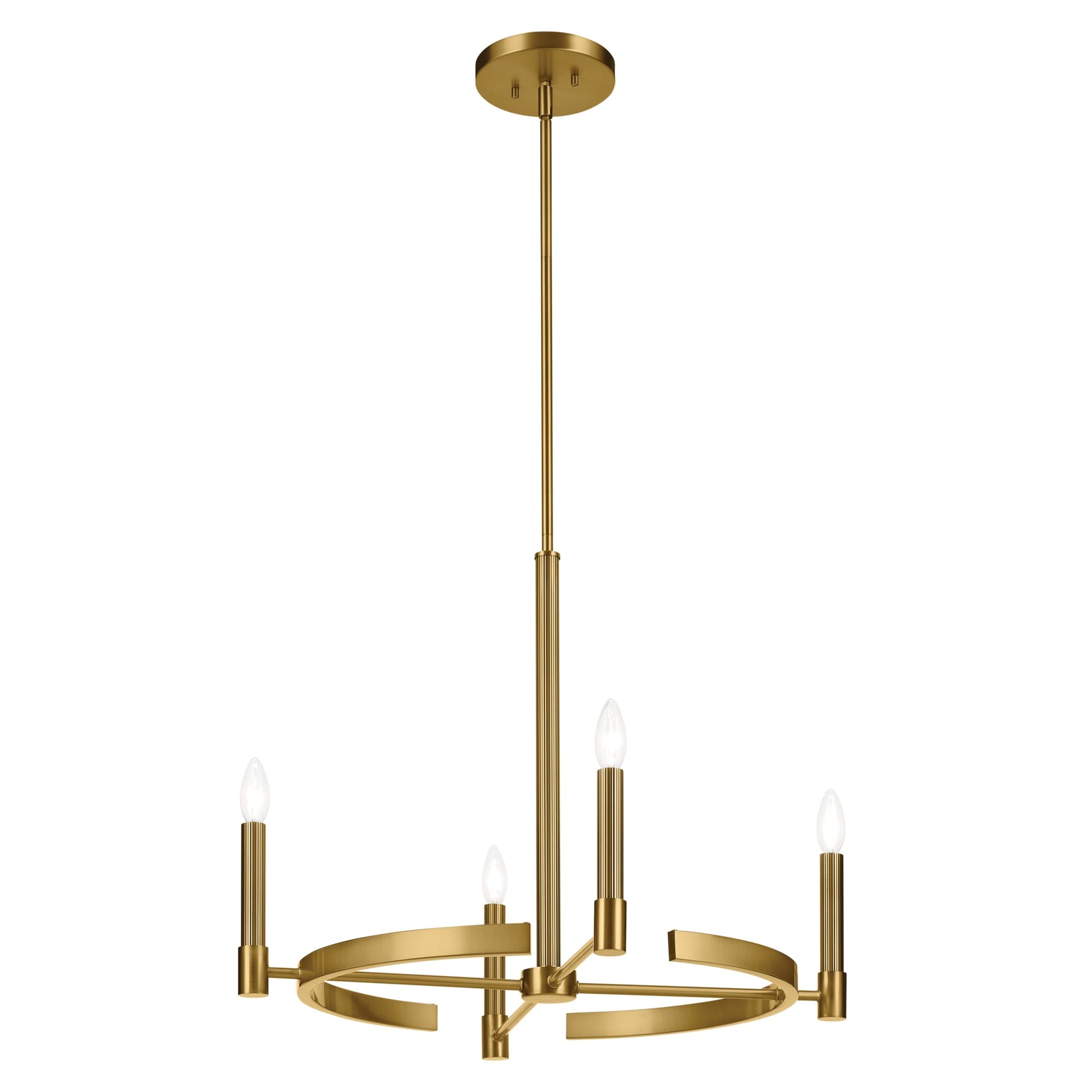Kichler Tolani 4 -Light Brushed Gold Vintage Bare bulb For Use in Bedrooms, Dining Rooms, Foyers, Kitchens, Living Rooms Chandelier 6297599