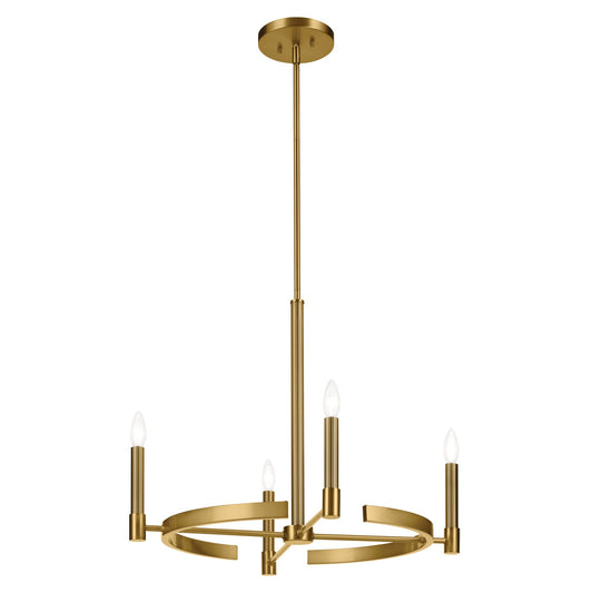 Kichler Tolani 4 -Light Brushed Gold Vintage Bare bulb For Use in Bedrooms, Dining Rooms, Foyers, Kitchens, Living Rooms Chandelier 6297599