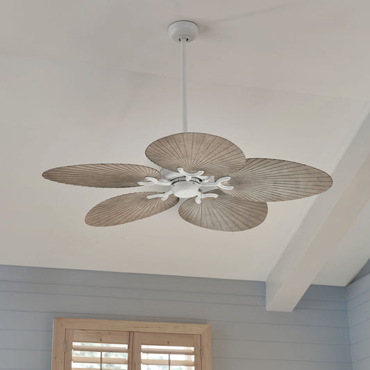 Hinkley Tropic Air 52-in Outdoor Matte White with Weathered Wood Blades Propeller Ceiling Fan Light Kit Compatible ( 5 -Blade ) 5528918