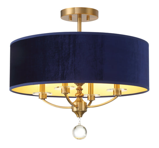 Minka Lavery Van Noord 4 -Light 21-in Satin Brass Semi Flush Mount Light 6552471