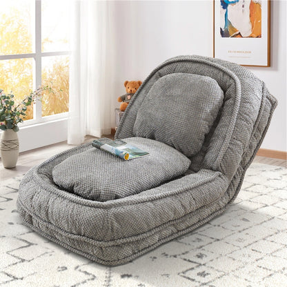 Aukfa Fold Lazy Sofa Bed,Floor Chair Small Couch with 5 Adjustable for Living Room, White
