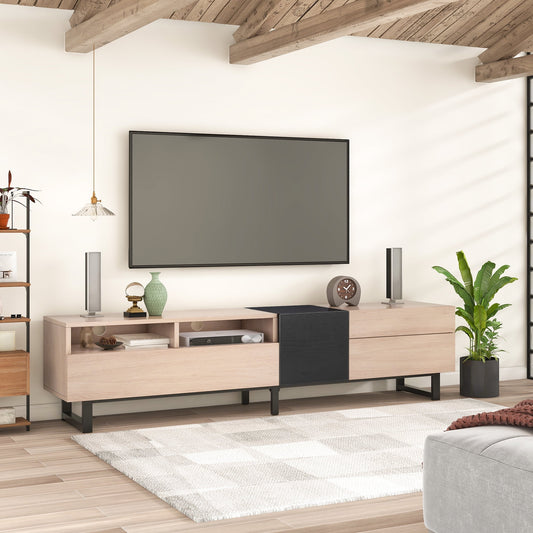 Aukfa Modern TV Stand for 80'' TV, Media Console Table with Drop Down Door for Living Room, Bedroom - Brown