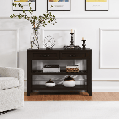 Aukfa Narrow Console Table with Storage Drawer, Entryway Table, Sofa Table for Living Room, White