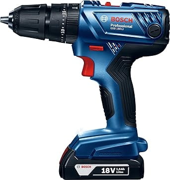 Bosch Professional GSB 180-LI, 18V Cordless Impact Drill Driver, 1.5/ 13 mm with 2 x 2Ah Li Batteries, 1 x GAL 18V-20 Charger & Carrying Case