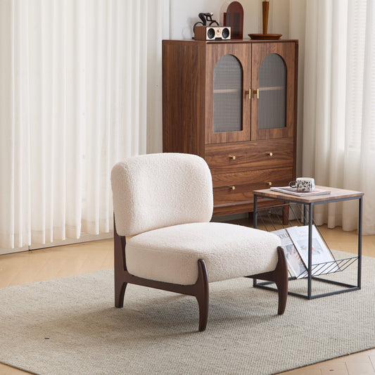 Briar Modern Boucle Upholstery Accent Chair with Solid Wood Frame, Beige