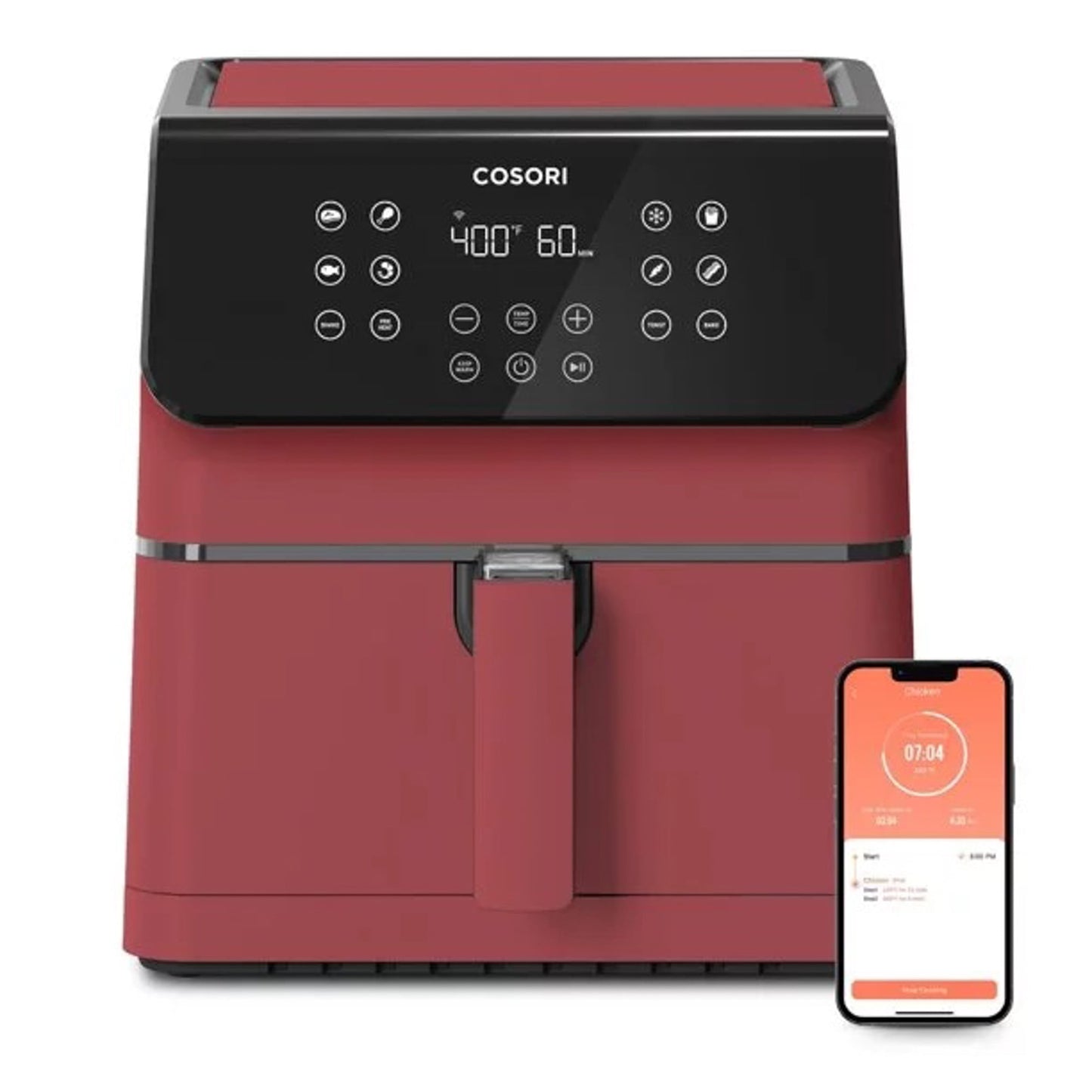 COSORI Pro II 5.8-Quart Smart Air Fryer, 12-in-1, Walmart Exclusive Bonus, Voice Control, Red
