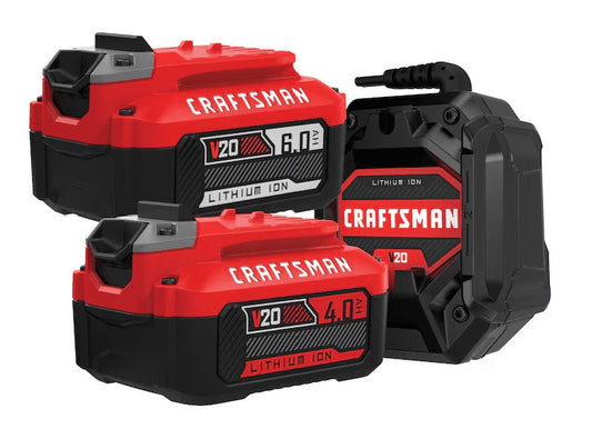 CRAFTSMAN 20-V 2-Pack Lithium-ion Battery (4 Ah and 6 Ah) and Charger (CMCB2046-CK)