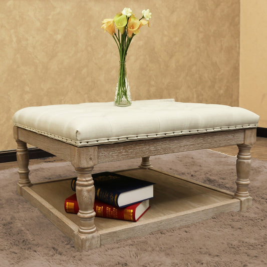 Cairona Fabric 30-inch Tufted Shelved Ottoman, Multiple Colors