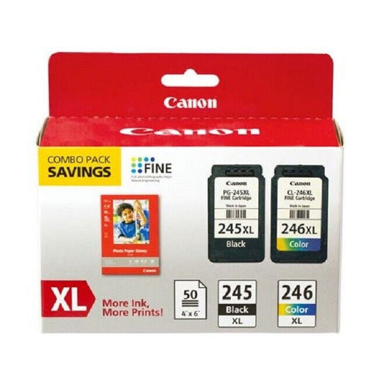 Canon PG-245/CL-246XL Ink Printer Cartridge, Black/Tri-Color, 8278B025, 2 Count