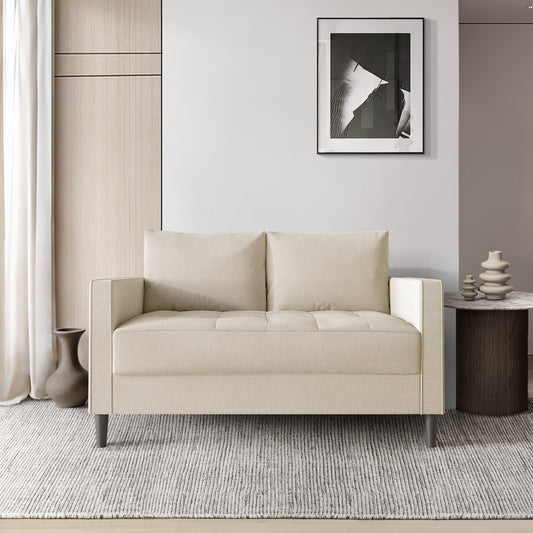 Castle Place Classic Linen Upholstered Loveseat, Beige