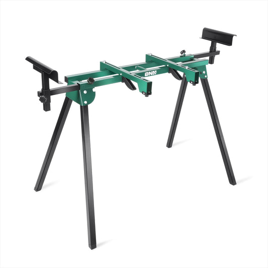 DNA MOTORING TOOLS-00463 Miter Saw Stand Quick Attach Tool Compact & Folding, 220LB Capacity, Max. Sliding Rail 92.5", Quick Release Mounting Brackets, Green
