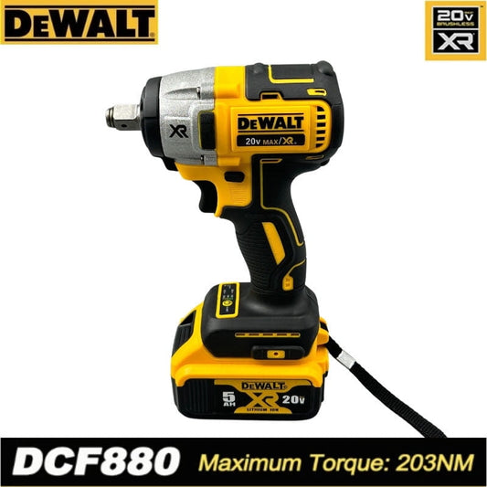 Dewalt® DCF880 2300RPM Cordless Impact Wrench 203N.m Compact Electric Wrench Recharge Power Tools For  20V Lithium  Battery,WIth LED light ring  (Impact wrench + Battery + Charger )