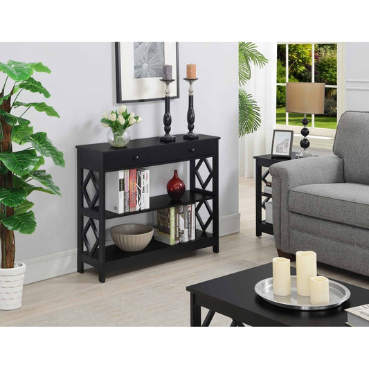 Diamond 1 Drawer Console Table, Black