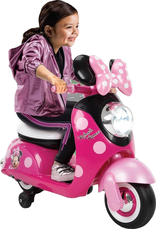 Disney Minnie Mouse 6V Euro Scooter Ride-on Battery-Powered Toy for Girls, Ages 1.5+ Years, by Huffy