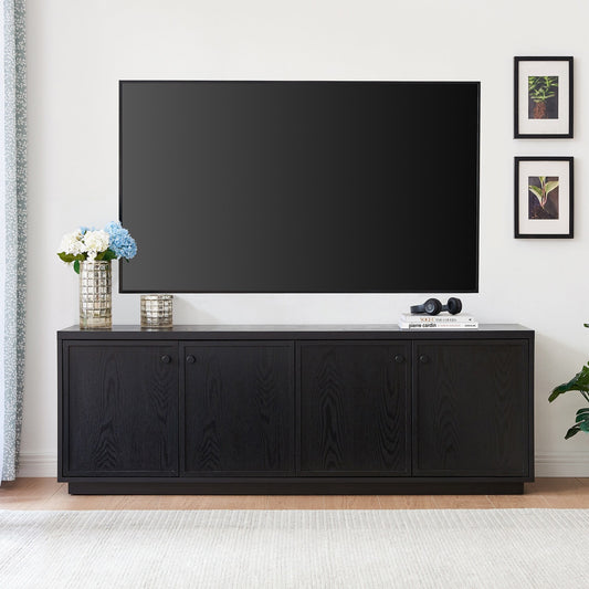 Evelyn&Zoe Ormond Rectangular TV Stand for TV's up to 75", Black Grain