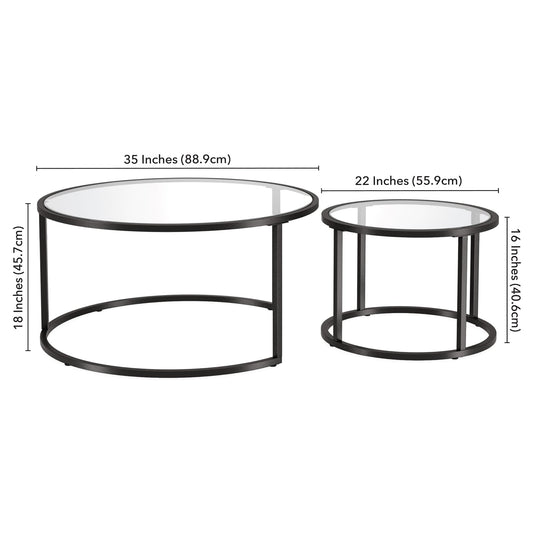 Evelyn&Zoe Watson Round Nested Coffee Table in Blackened Bronze
