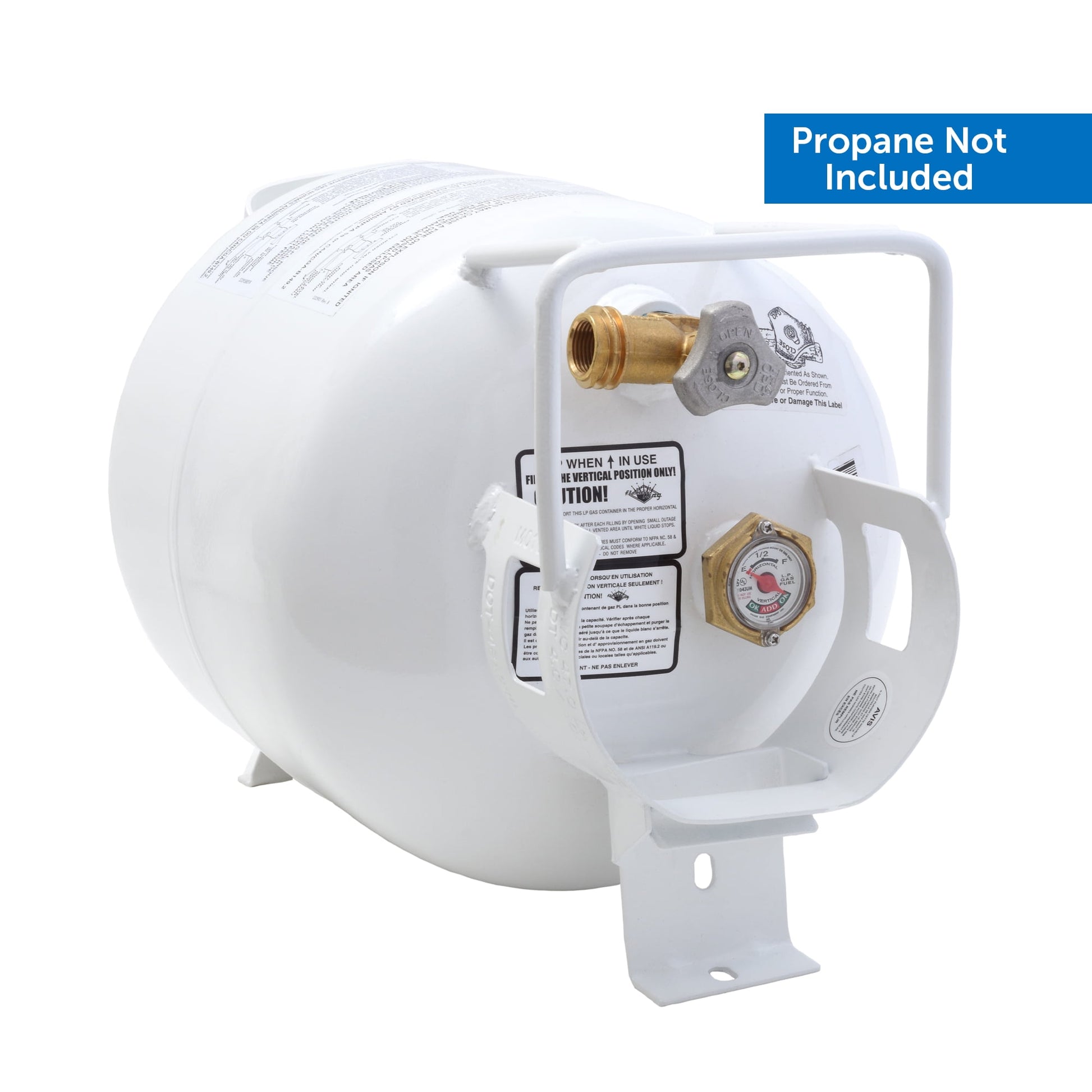 Flame King Empty Steel Horizontal Propane Tank Cylinder with OPD & Built-in Gauge, 20 lbs