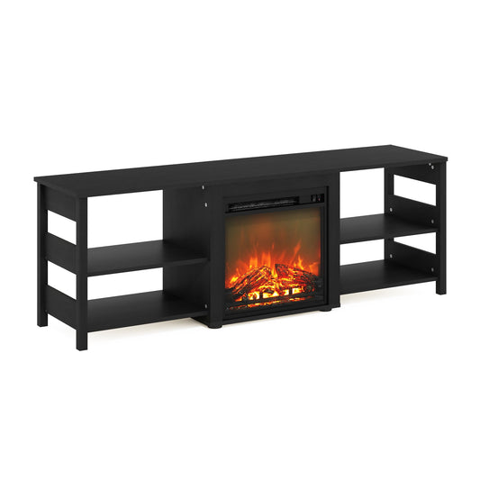 Furinno Montale 70 Inch TV Stand with Fireplace, Americano