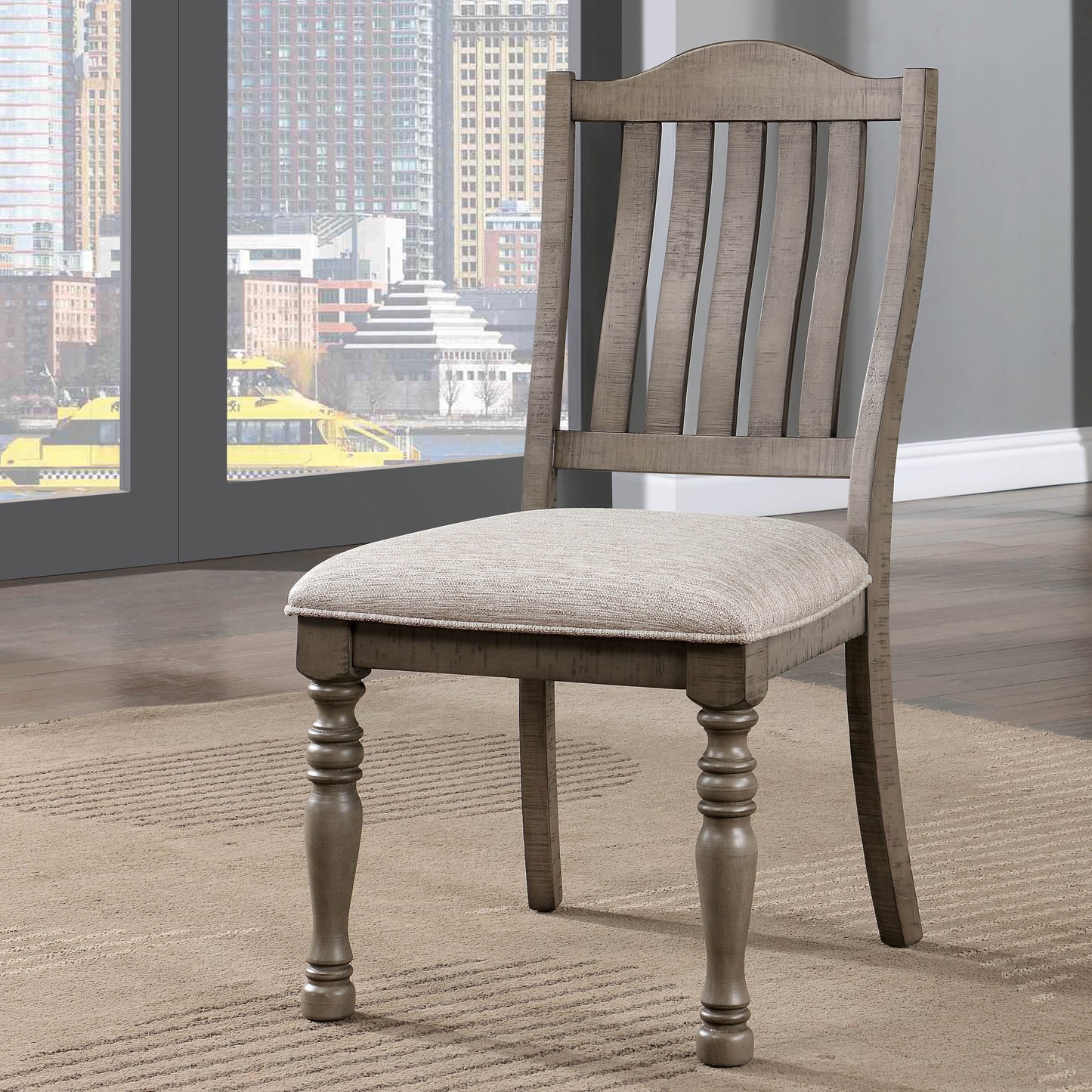 Furniture of America Monte Indoor Transitional Wood Side Chairs, Antique Gray (Set of 2)
