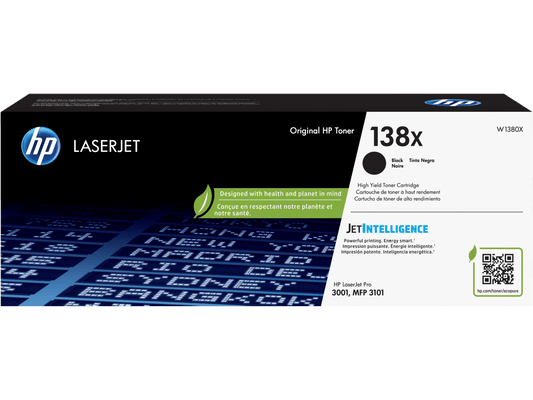 HP 138X High Yield Black Original LaserJet Toner Cartridge, Average cartridge