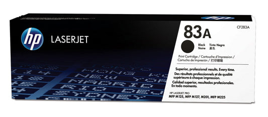 HP 83A Black Original LaserJet Toner Cartridge, ~1,500 pages, CF283A