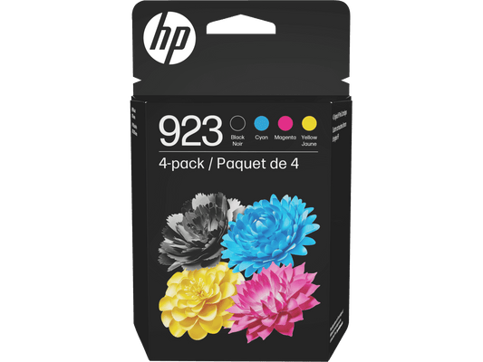HP 923 4-Pack CMYK(4) Original Ink Cartridge, Average cartridge yields 500