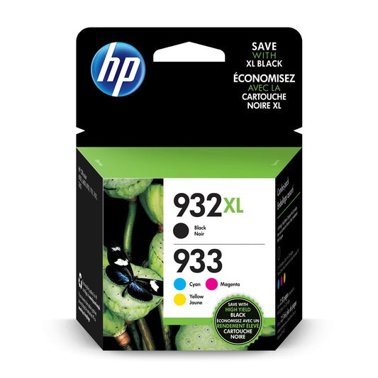 HP 932XL/933 High Yield Black and Standard Cyan, Magenta, Yellow Color Ink Cartridges