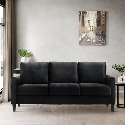 Home Design Airell Velvet Arm Chair with Plush Armrests and Sleek Black Legs, Modern Upholstered Design for Living Room, Dark Gray
