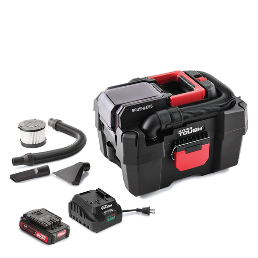 Hyper Tough 1.5 Gallon Wet Dry Vac, 20V Max, Brushless Motor, Cordless, Battery and Charger Included