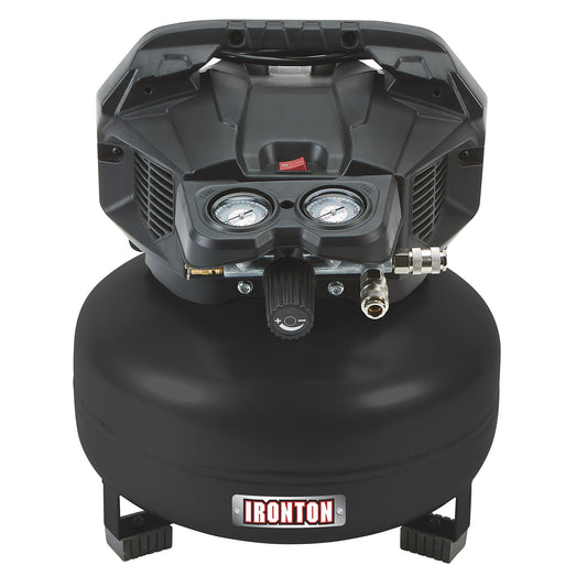 Ironton Oil-Free Pancake Compressor, 1.5 HP, 6 Gallons, 2.6/3.6 CFM