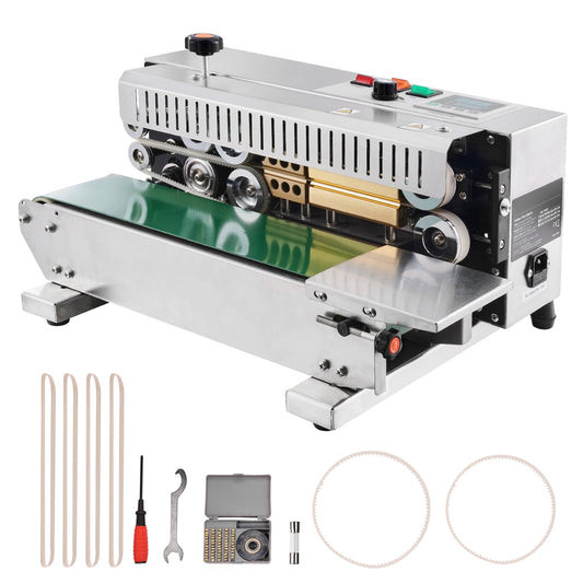 KFFKFF Continuous Bag Sealer, Seal Width 6-12 mm, Horizontal Model with Digital Temp Control, Durable Stainless Steel Construction, Suitable for Plastic Bags 0.02-0.8 mm Thick