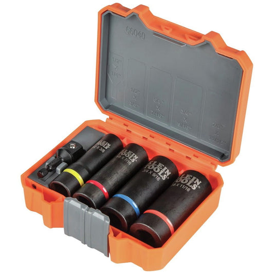 Klein Tools 66040 5-Piece 1/2 in. Drive 12 Point Deep 2-in-1 Impact Socket Set