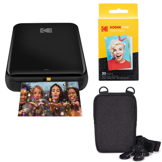 Kodak Step Mobile Instant Photo Printer Go Bundle(Black) for Ios & Android