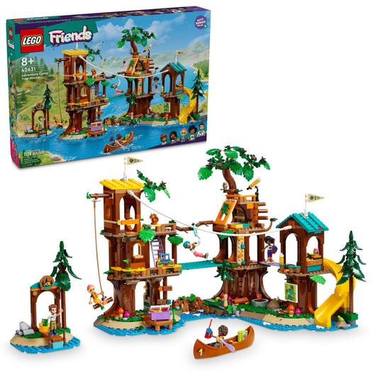 LEGO Friends Adventure Camp Tree House Toy with Doll Accessories, Summer Toy Playset for Kids with 5 Mini Dolls and 5 Animal Toy Figures, Awesome Gift  for Girls and Boys Ages 8 and Up, 42631