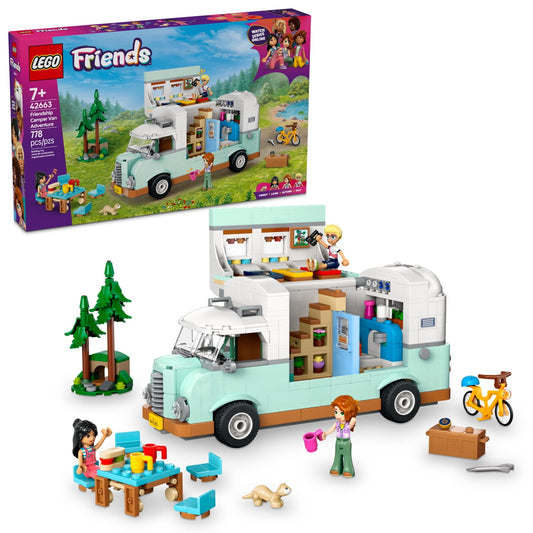 LEGO Friends Friendship Camper Van Adventure Toy Building Set - Pretend Play Set for Kids, Girls and Boys, Ages 7+ - Gift Idea for Graduation - with 3 Minidolls and Ferret Figure - 42663