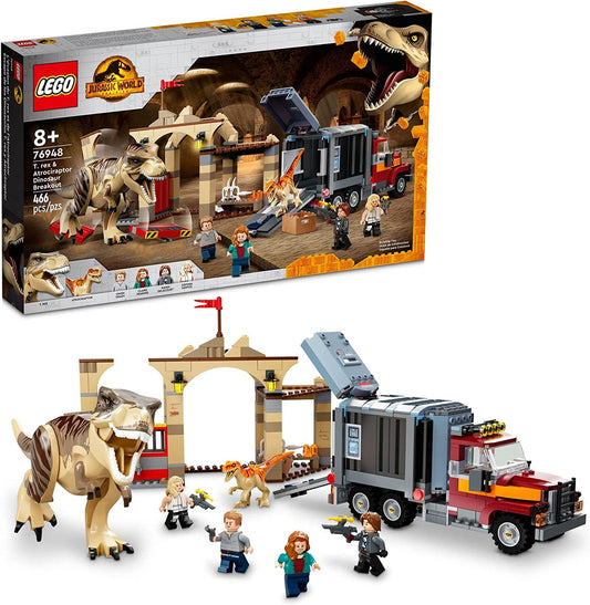 LEGO Jurassic World T. rex & Atrociraptor Dinosaur Breakout 76948 Building Set (466 Pieces)