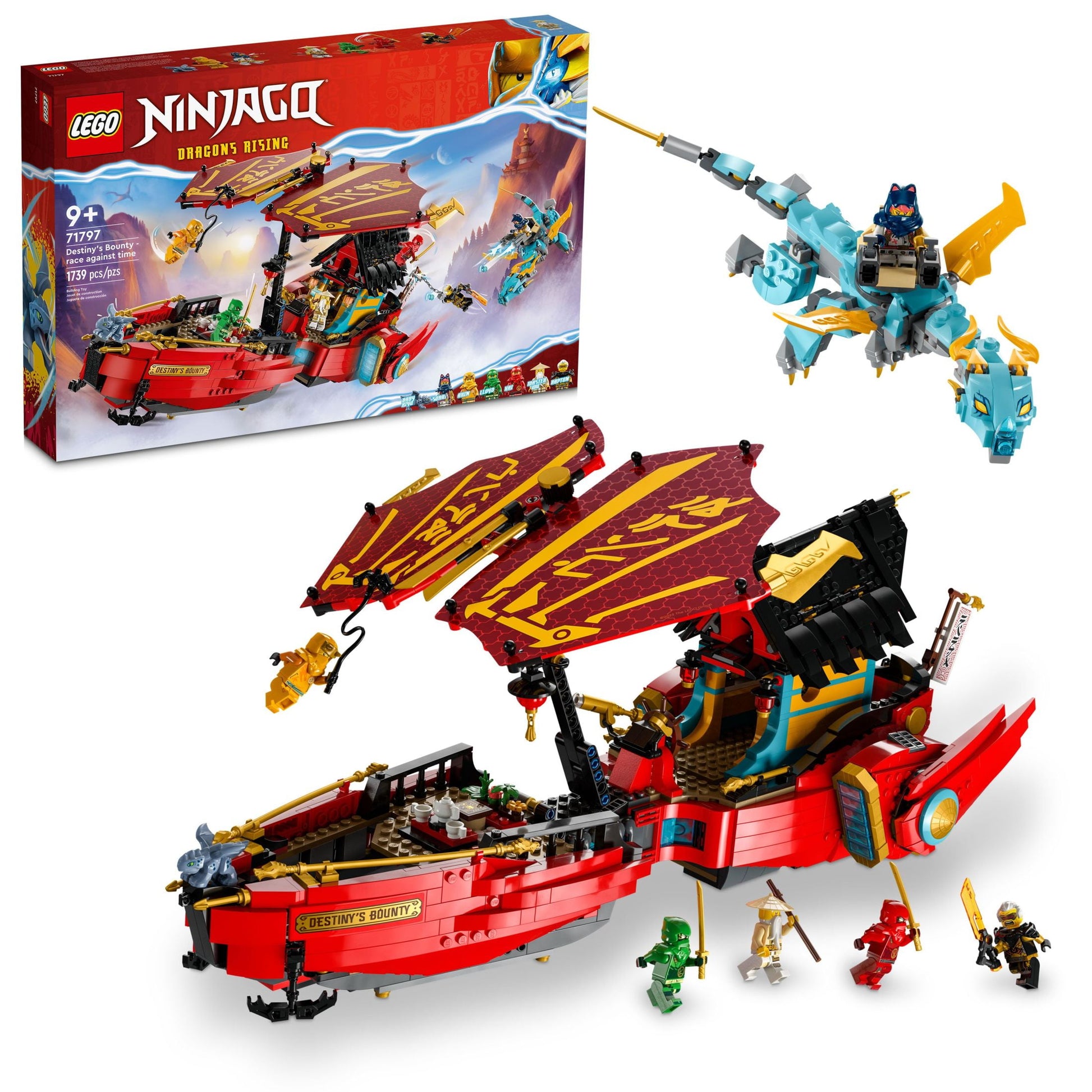 LEGO NINJAGO Destiny’s Bounty – Race Against Time 71797 Building Toy  Features a Ninja Airship, 2 Dragons and 6 Minifigures, Gift for Boys and Girls Ages 9+ Who Love Ninjas and Dragons