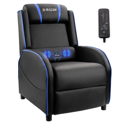 Lacoo Gaming Recliner Chair PU Leather Home Theater Seating Single Modern Living Room Sofa Recliner, White Accent