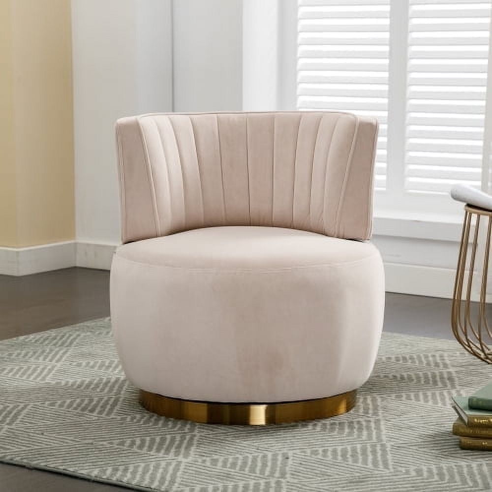 MOONMISS 360° Swivel Barrel Accent Chairs, Round Armchairs with Wide Upholstered, for Living Room, Bedroom, Navy