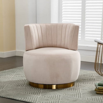 MOONMISS 360° Swivel Barrel Accent Chairs, Round Armchairs with Wide Upholstered, for Living Room, Bedroom, Navy