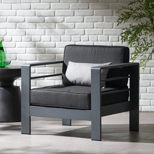 Miller Aluminum Indoor/Outdoor Club Chair, Gray and Dark Gray