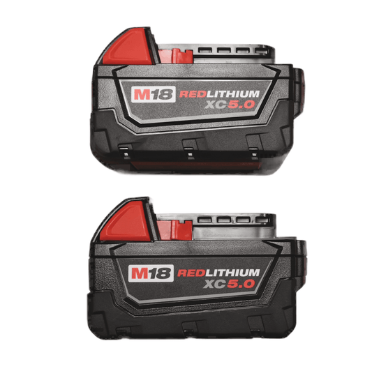 Milwaukee 48-11-1852 M18 REDLITHIUM XC 5.0Ah Extended Capacity 18V Battery Pack – 2-Pack for Cordless Power Tools
