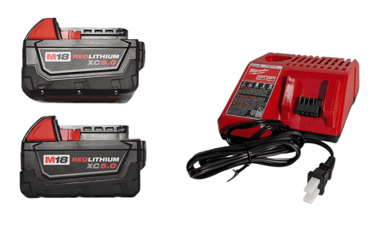 Milwaukee M18 REDLITHIUM XC5.0 Battery Starter Kit – (2) 5.0Ah Batteries & M18/M12 Charger, 2.5X Runtime, REDLINK Intelligence, Cold Weather Performance (Model 48-59-1852B)