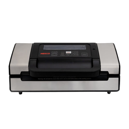 NESCO® Vacuum Sealer, Heavy-Duty with Double Heat Seal, Dual Pump, Accessory Port for Jars, Includes 11" & 8" Rolls, Ideal for Meat Storage & Sous Vide, VS-12