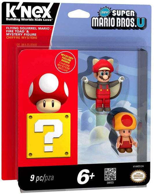 New Super Mario Bros U Flying Squirrel Mario, Fire Toad & Mystery Figure 3-Pack