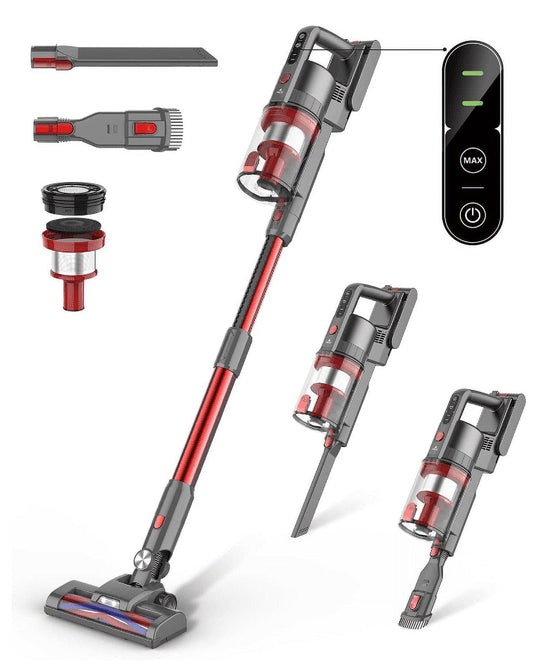 Open Box Fykee Cordless PRO K-21B Pro Lightweight Stick Vacuum Cleaner Red