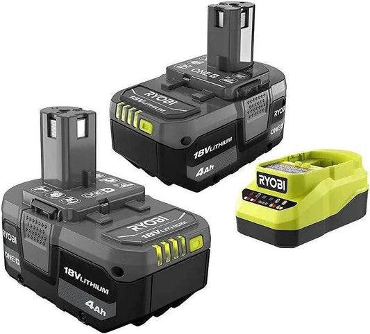 PBP005 18V 4 Ah Power Tool Battery with Charger Ryobi ONE+ 18V Lithium-Ion Battery, 2 Pack